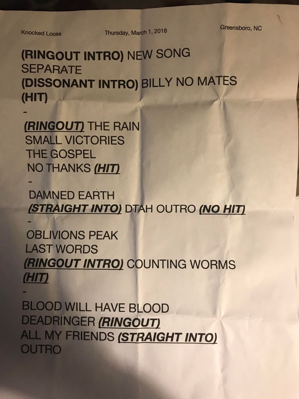 KL Setlist